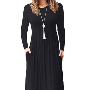 Women’s long sleeve black maxi dress